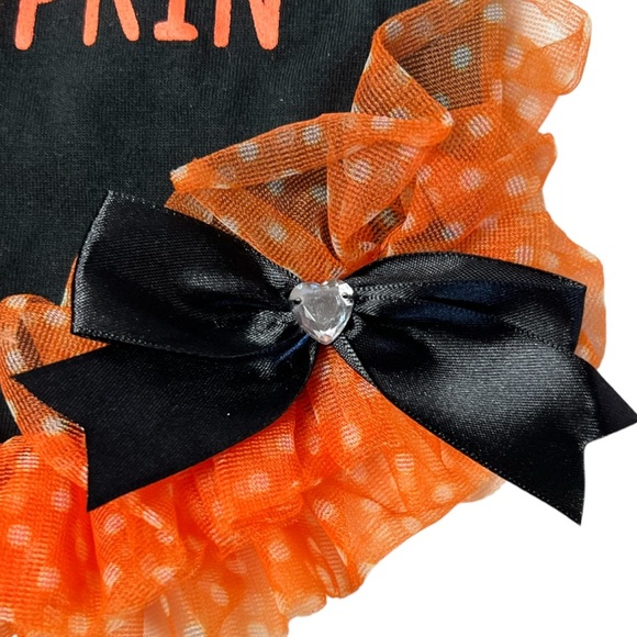 NWT wag&bone  “Mommy's Little Pumpkin” Black & Orange Ruffled Pet Dress Sz Small - Picture 7 of 8